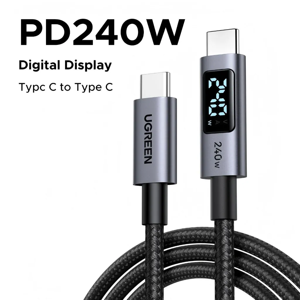 UGREEN 1 Meter 240W Smart Digital Display Type-C to Type-C PD Fast Charging Cable